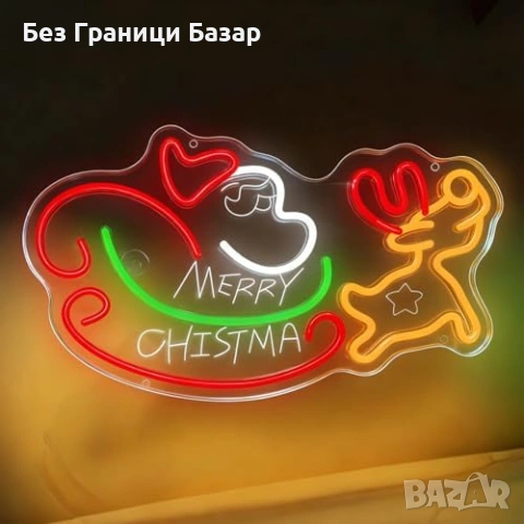 Нов Коледен неонов LED знак с елен Merry Christmas USB украса Табела