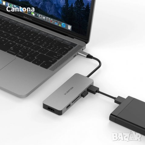 LENTION USB C хъб с 4K HDMI, 3 USB порта, Type C PD, SD/Micro SD адаптер за четец на карти, сребрист, снимка 3 - Други - 38547879