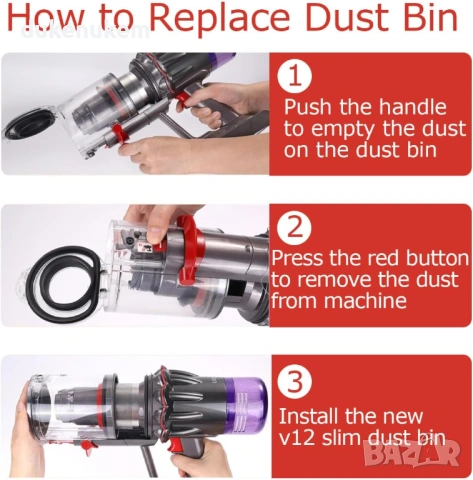 Контейнер за прах за Dyson V12 Detect Slim / V10 Digital Slim, снимка 4 - Прахосмукачки - 53148312