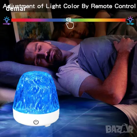 Светеща сензорна лампа Aurora Ocean, проектор Ocean Wave с 16 цвята, 30 режима, дистанционно, снимка 4 - Други - 49275091