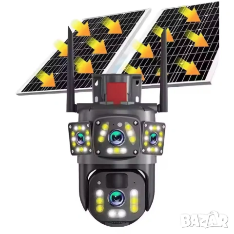 WIFI Соларна камера двойна с аларма iCsee, снимка 2 - IP камери - 53370625