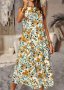 Пролетна и лятна свободна празнична рокля с многослоен принт с деколте, 5цвята, снимка 12