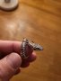 Сребърен пръстен с увита змия - уникален модел с камъни по него