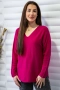 Едноцветен дамски пуловер с V-образно деколте 9431, снимка 7