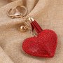 Ключодържател сърце луксозен с кристали малък пискюл и верижка, снимка 7