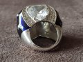 Стилен сребърен с емайл елегантен пръстен ПЛАНИНСКИ КРИСТАЛ, снимка 11