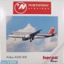 Airbus A320-200 Northwest Airlines самолет - мащаб 1:500 на HERPA Wings моделът е нов в кутийка, снимка 4