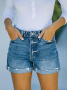 Дамски дънкови къси панталони с навити крака и копчета отпред, снимка 1 - Къси панталони и бермуди - 44891089