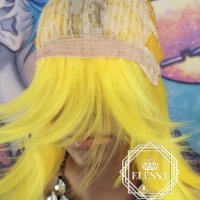 Средна Дължина Права Патешко Жълта Перука с Бретон Код 8116 , снимка 9 - Аксесоари за коса - 28396399