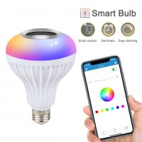 Смарт E27 RGB бял Bluetooth високоговорител LED крушка Регулируема музикална светлина Безжично прило, снимка 4 - Лед осветление - 37309286