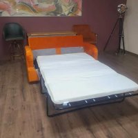 Оранжев диван от плат двойка с функция сън, снимка 10 - Дивани и мека мебел - 43290407