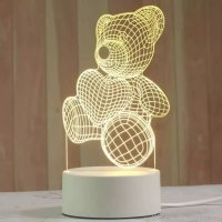 Декоративна 3D LED нощна лампа Мече, снимка 1 - Лед осветление - 43429960