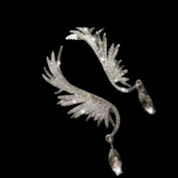 Сребърни обеци по цялото ухо-масивен модел с кристали,"Ангелски крила",white/нови, снимка 1 - Колиета, медальони, синджири - 44852922