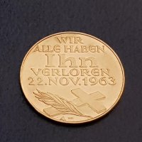 1963 Медал ЗЛАТЕН 21,6 карата Кенеди Далас RRR монета златна, снимка 4 - Нумизматика и бонистика - 35452379