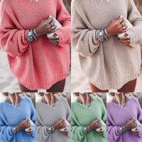 Дамски свободен пуловер с голям размер реглан ръкав, 6цвята - 024, снимка 1 - Блузи с дълъг ръкав и пуловери - 43528538
