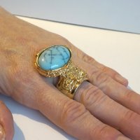 Позлатен пръстен с камък, снимка 4 - Пръстени - 35387912