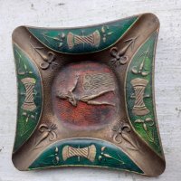 Масивен малък пепелник бронз и емайл, снимка 1 - Антикварни и старинни предмети - 40113194
