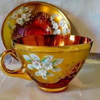 Bohemia кристална чаша с чиния,злато., снимка 5 - Антикварни и старинни предмети - 33145666