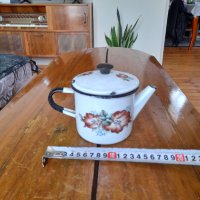Стар емайлиран чайник #44, снимка 3 - Антикварни и старинни предмети - 37733882