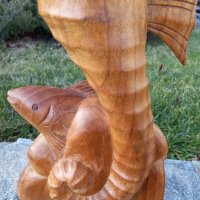 Красива дърворезба на морско конче и риба, снимка 7 - Декорация за дома - 43804157