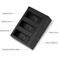 Комплект Зарядно устройство, Тройно + 3бр. Батерии за GoPro Hero 5/6/7, снимка 4 - Батерии, зарядни - 27784923