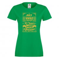 Дамска Тениска JULY 1992 30 YEARS BEING AWESOME Подарък, Изненада, Празник, снимка 8 - Тениски - 37083781
