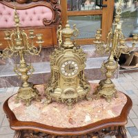 Комплект каминен часовник и два свещника 014, снимка 4 - Антикварни и старинни предмети - 39906929