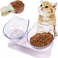 Нова хранилка за котки / малко куче повдигнати Купи за храна и вода със стойка, снимка 1 - За котки - 39150253