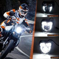 REALOVE Мотоциклетен фар E-Mark LED фар Съвместим с повечето Dirt Bike Enduro Supermoto EXC SX SXF F, снимка 5 - Части - 40545842