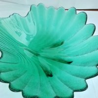 Стъклена  купа фруктиера цветно зелено стъкло , снимка 7 - Антикварни и старинни предмети - 27459199