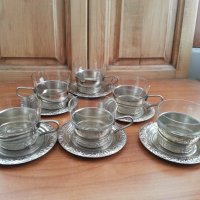 Руски чаши за чай стакани подстакани , снимка 1 - Антикварни и старинни предмети - 39915716