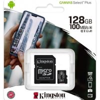 Бърза MicroSD 128GB Kingston class 10 - нова карта памет, запечатана, снимка 1 - Карти памет - 26865352