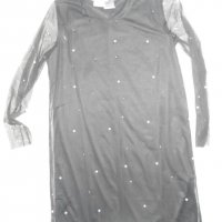 Черна рокля с апликации , снимка 6 - Рокли - 28760401
