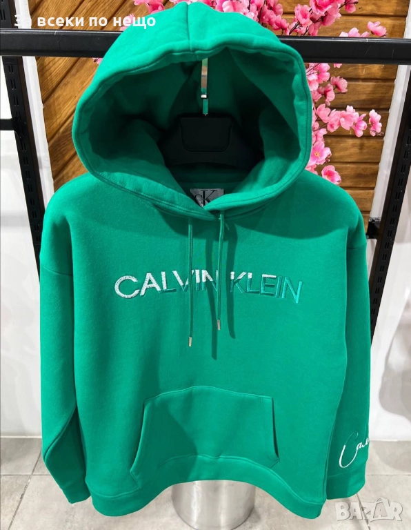 Calvin Klein Дамски Зелен Суитшърт С Качулка И Дълъг Ръкав Келвин Клайн Код A1238, снимка 1
