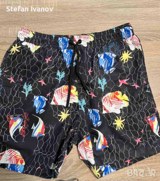 Бански Off-White – черни с риби и морски звезди, снимка 1