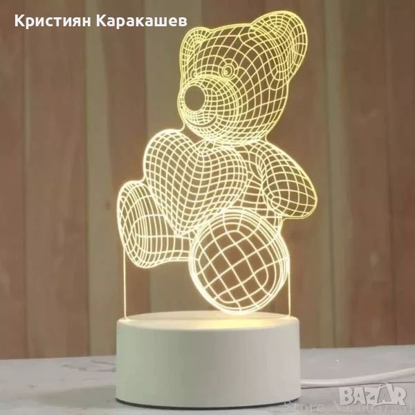 Декоративна 3D LED нощна лампа Мече, снимка 1