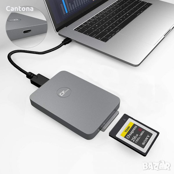 Четец на карти CFexpress USB 3.1 Gen 2 10Gbps CFExpress Reader, алуминиев ,Thunderbolt 3, снимка 1