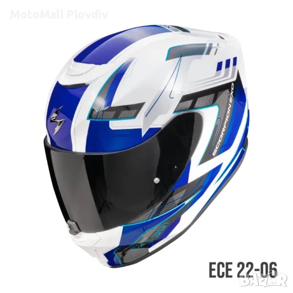 Каска SCORPION EXO-391 CAPTOR White-Blue, снимка 1