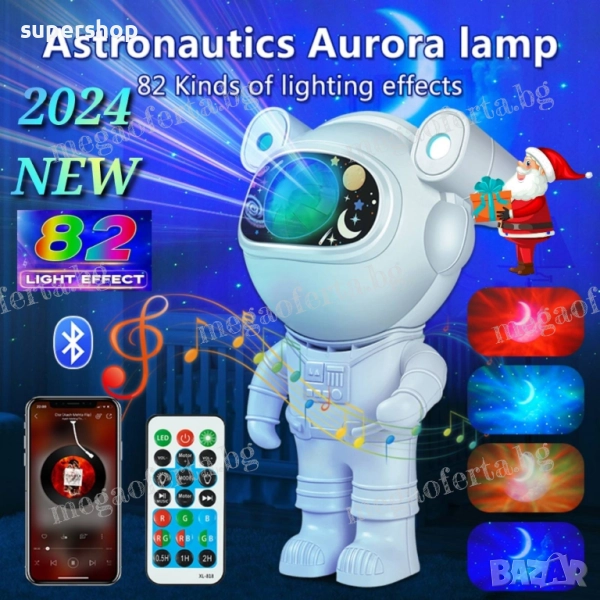 Детски Звезден Лед Проектор Астронавт с Дистанционно, Блутуут, Музика, снимка 1