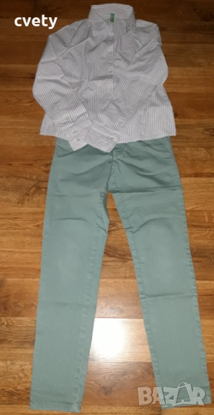 Дънки ZARA и риза Benetton за ръст 140 , снимка 1