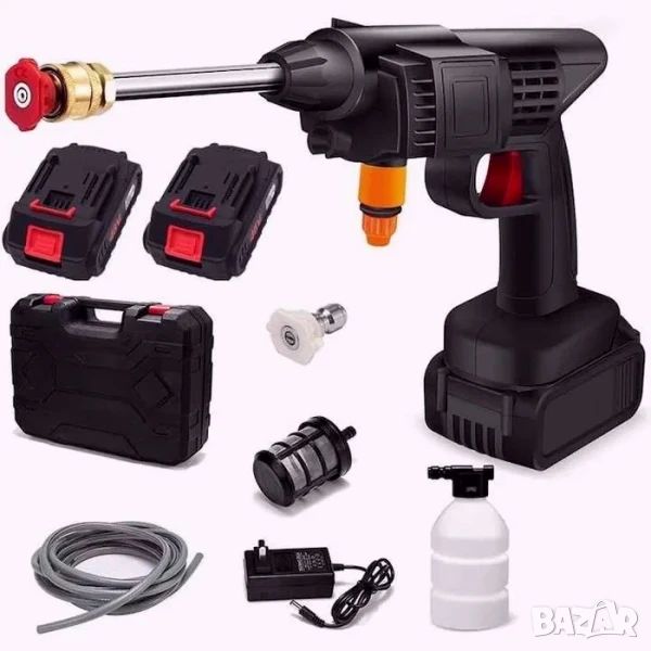 Най-добра цена! Нова безжична водоструйка 300W 40 BAR Две батерии Куфар Маркуч и още.., снимка 1