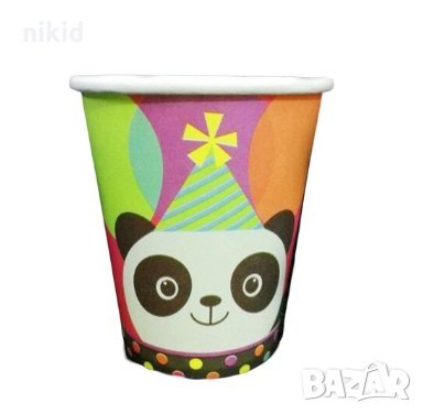 Панда шарени 10 бр картонени чаши парти рожден ден, снимка 1