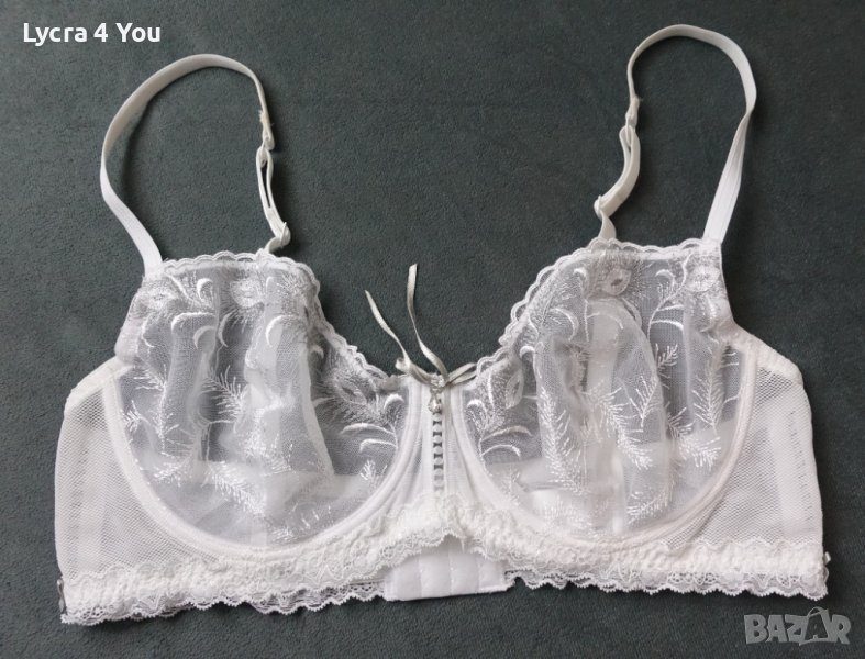 C&A Lingerie 80D луксозен бял сутиен с меки чашки с бродерии върху тюл, снимка 1
