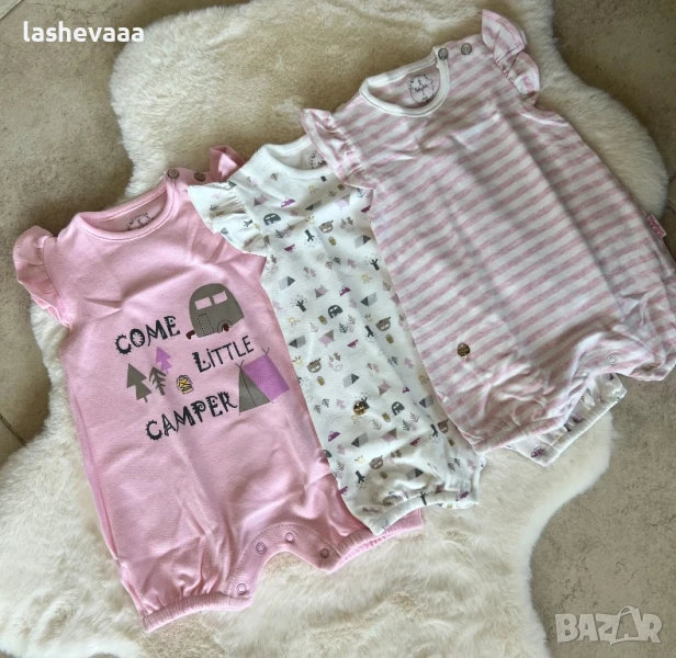 Комплект гащеризони/ромпъри розово, снимка 1