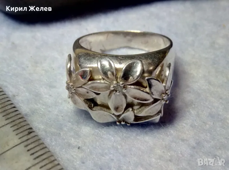 ТОКАШ - ПРЕЛЕСТЕН ФЛОРАЛЕН СКЪПОЦЕНЕН СРЕБЪРЕН ПРЪСТЕН СРЕБРО 925 TOKASH с ИСКРЯЩИ ЦИРКОНИ 13782, снимка 1