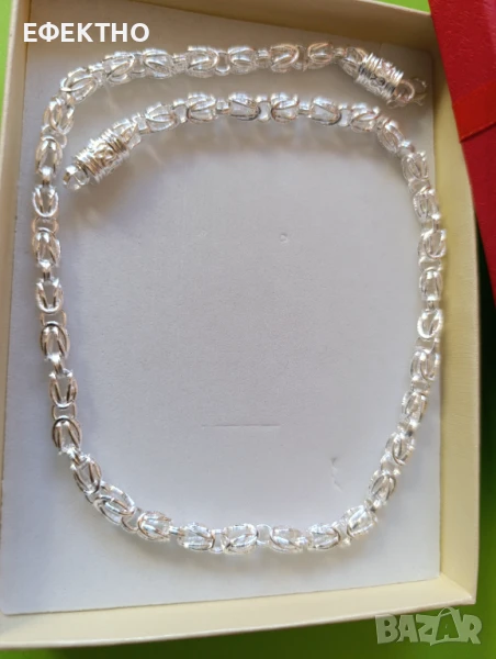 Чисто нов, масивен и дълъг сребърен ланец, снимка 1