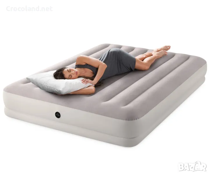 Надуваем матрак Intex Twin Dura-Beam Prestige Mid-rise Airbed USB150, 152 x 203 x 30 см, светло сив, снимка 1