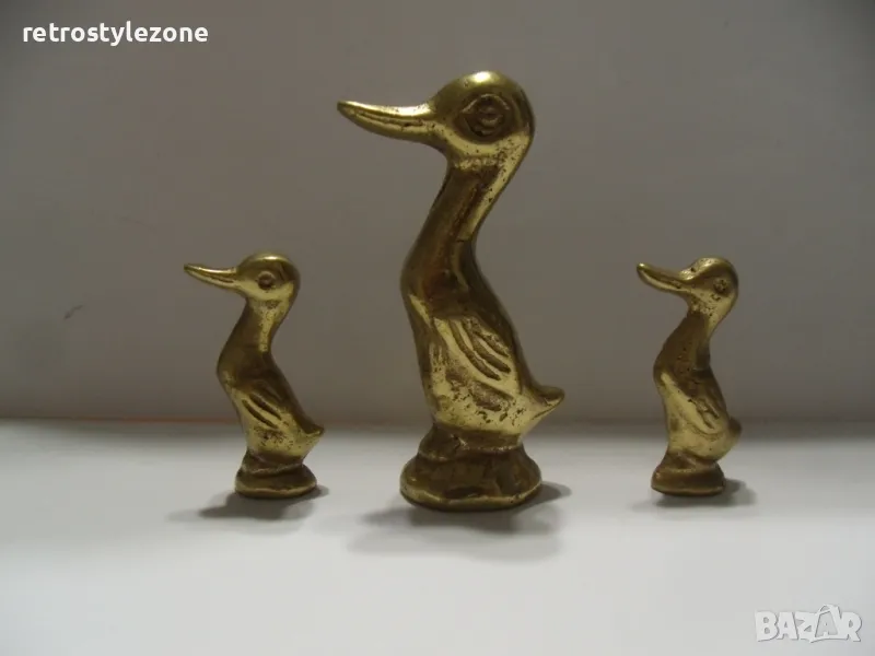 № 7810 три стари малки метални / бронзови фигурки - патици  - тип миниатюри  - колекционерски , снимка 1