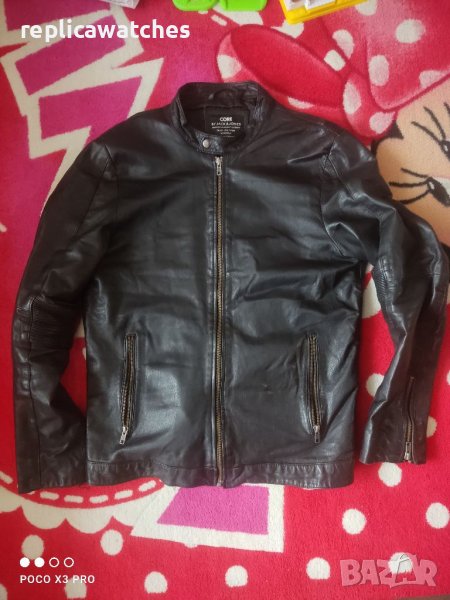 Кожено яке Jack & Jones размер S-M естествена кожа, снимка 1
