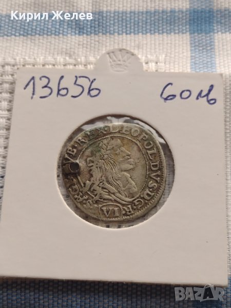 Сребърна монета 6 кройцера 1673г. Леополд първи Кремниц Унгария 13656, снимка 1